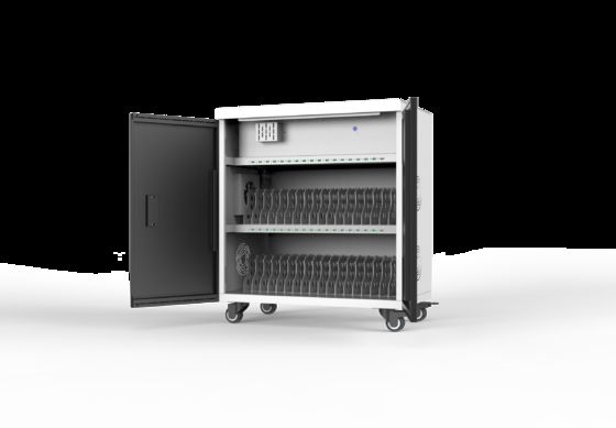 Xe đẩy sạc máy tính bảng 36 cổng với 2 bánh có khóa và đầu ra 5V 2A cho trường học