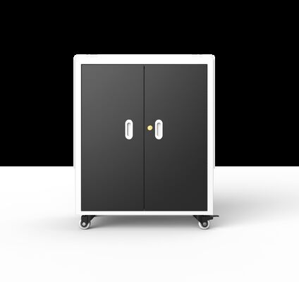 Xe đẩy sạc laptop 30 ổ cắm AC có quạt làm mát và lỗ thông gió, kích thước 720×530×940mm, nặng 70kg